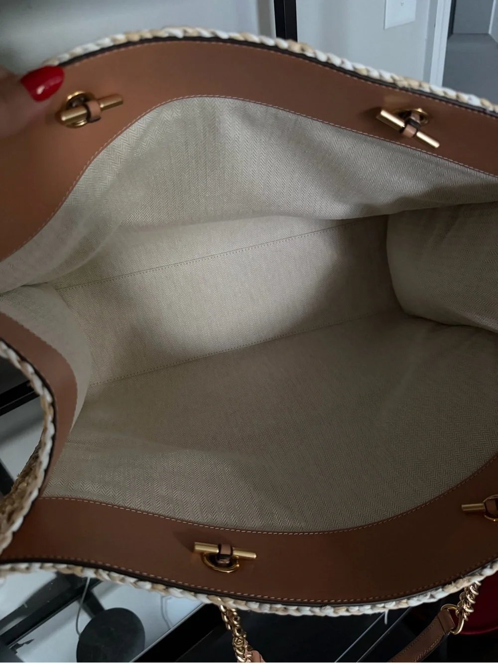 Tory Burch Ella Woven Logo Large Tote